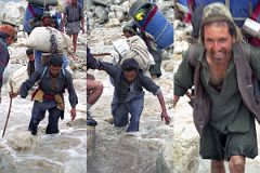 24 Porters Cross The Swollen River Descending From Paiju Glacier.jpg